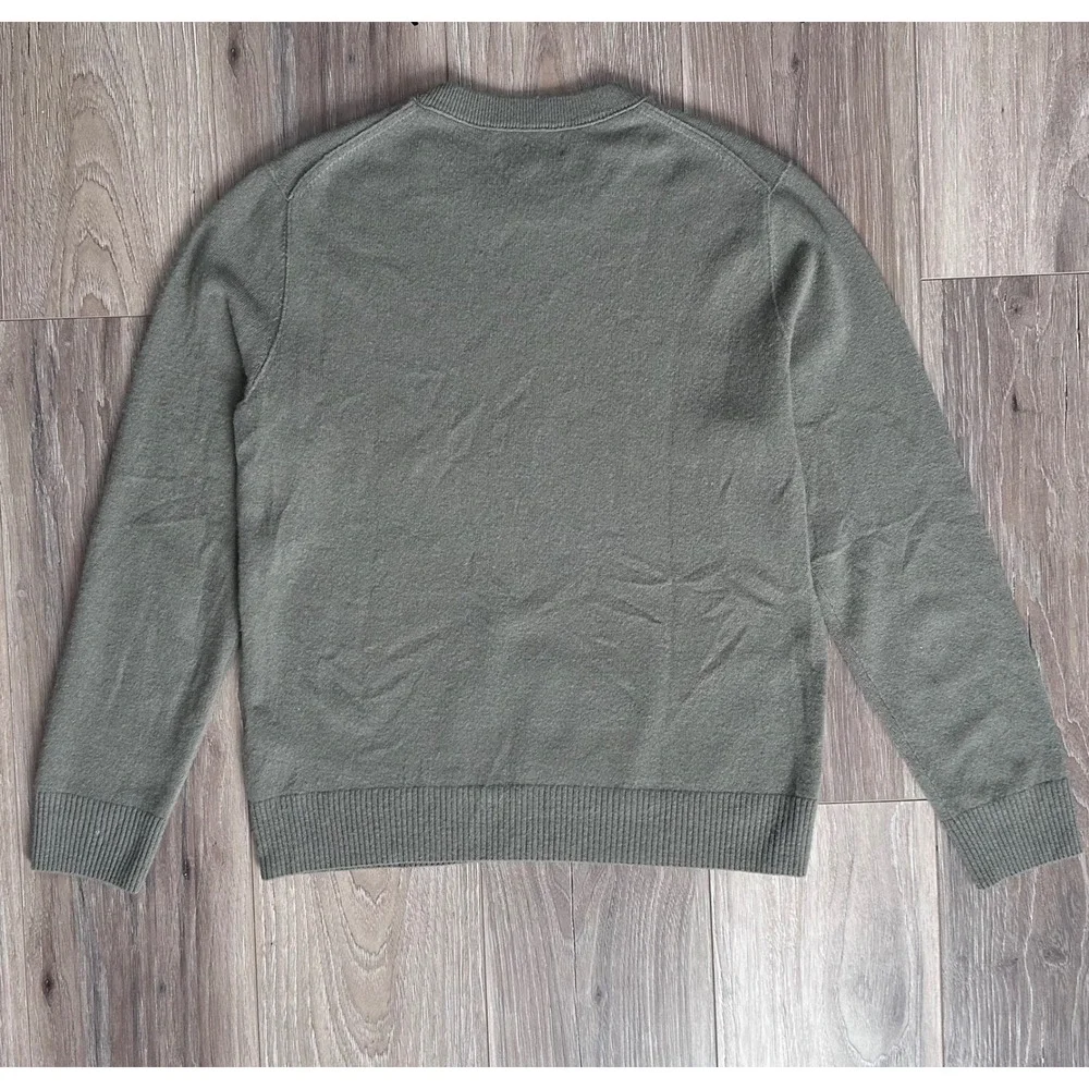 Banana Republic Mens 100% Cashmere Crew Neck Sweater M Olive Green Modern Preppy